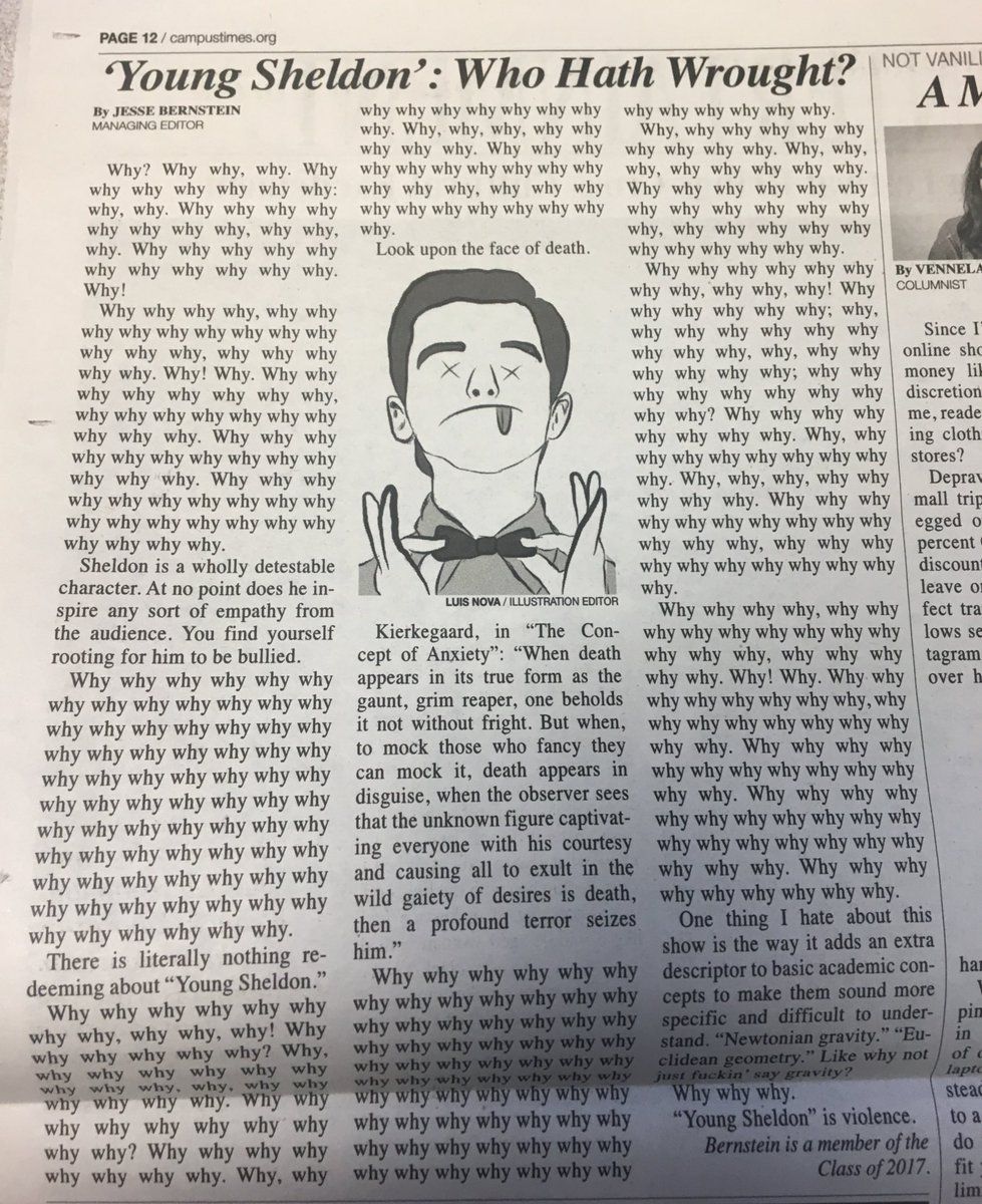 Review of "Young Sheldon" in the University of Rochester student newspaper
