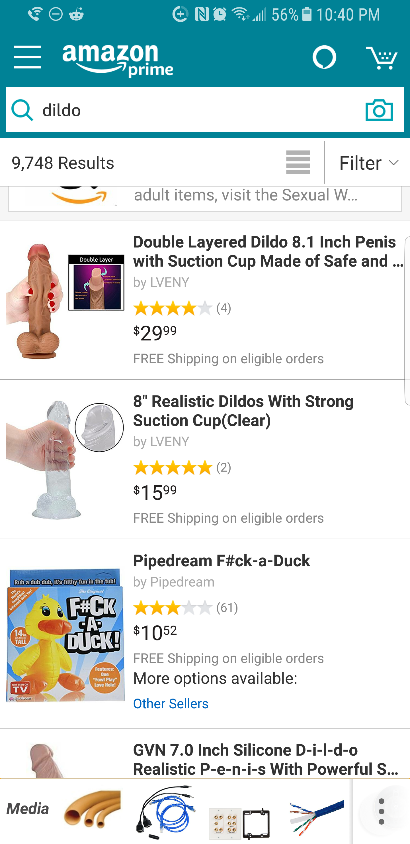 Wife complained about her targeted ads on Facebook showing my data and media list from Amazon. So, I spent the last hour clicking on Dildos.