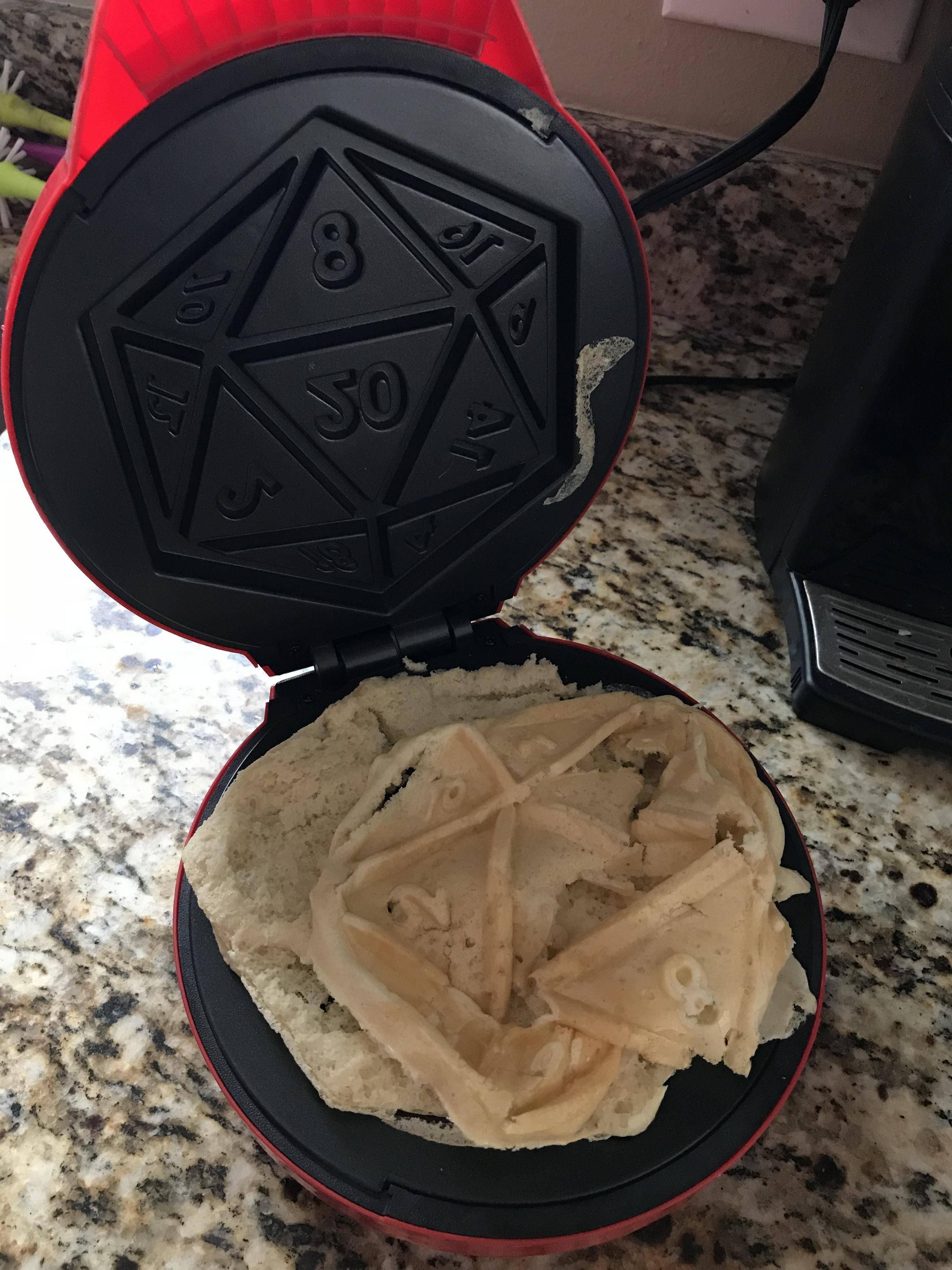 Bought a d20 waffle maker. Rolled a 1.