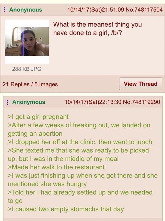 Anon gets a girl pregnant
