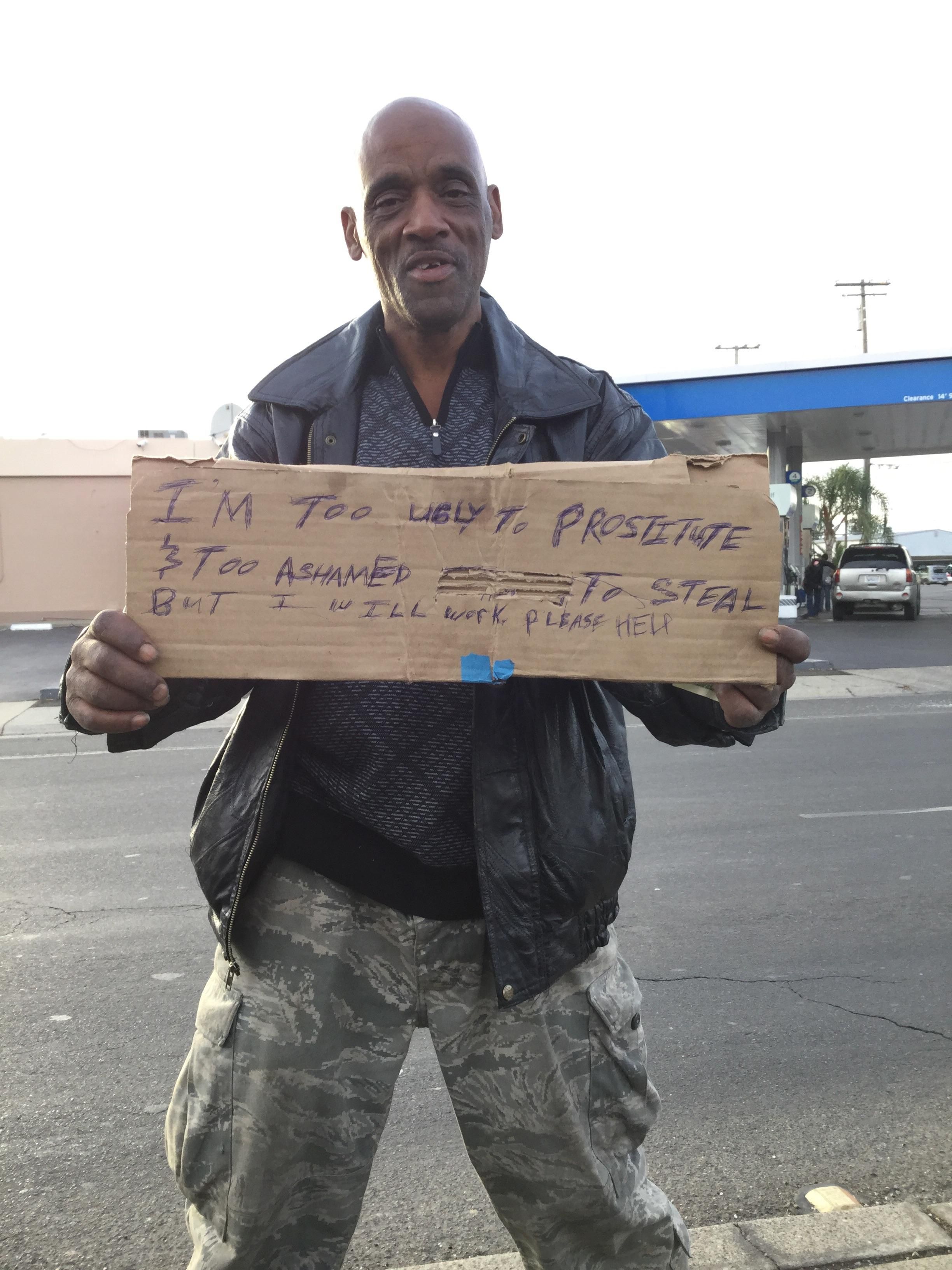 This homeless man's sign