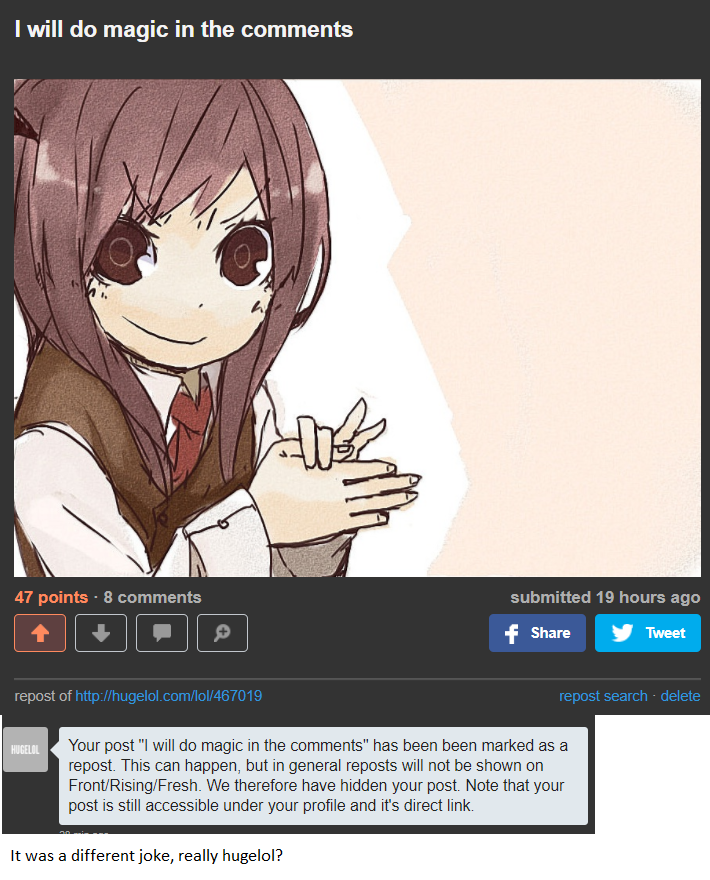 I mean it was a different joke in the comments....