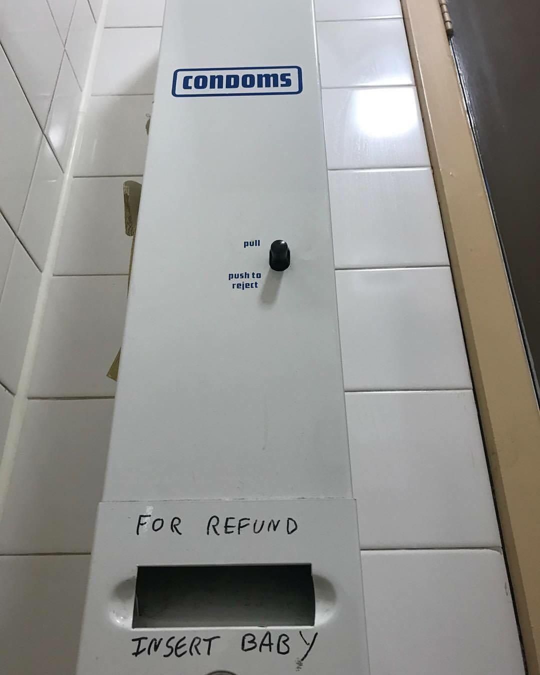 Condom machines are now offering refunds...
