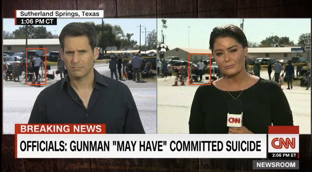 CNN anchors literally standing right next to each other...