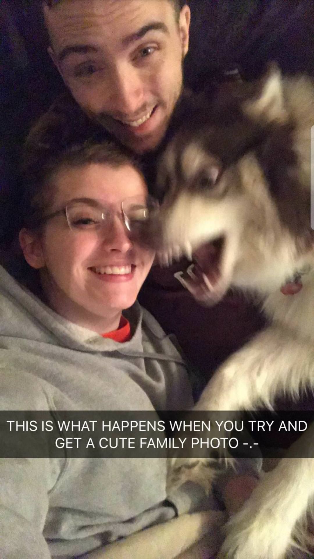Wife decided to take family photo of us... dog decided nah