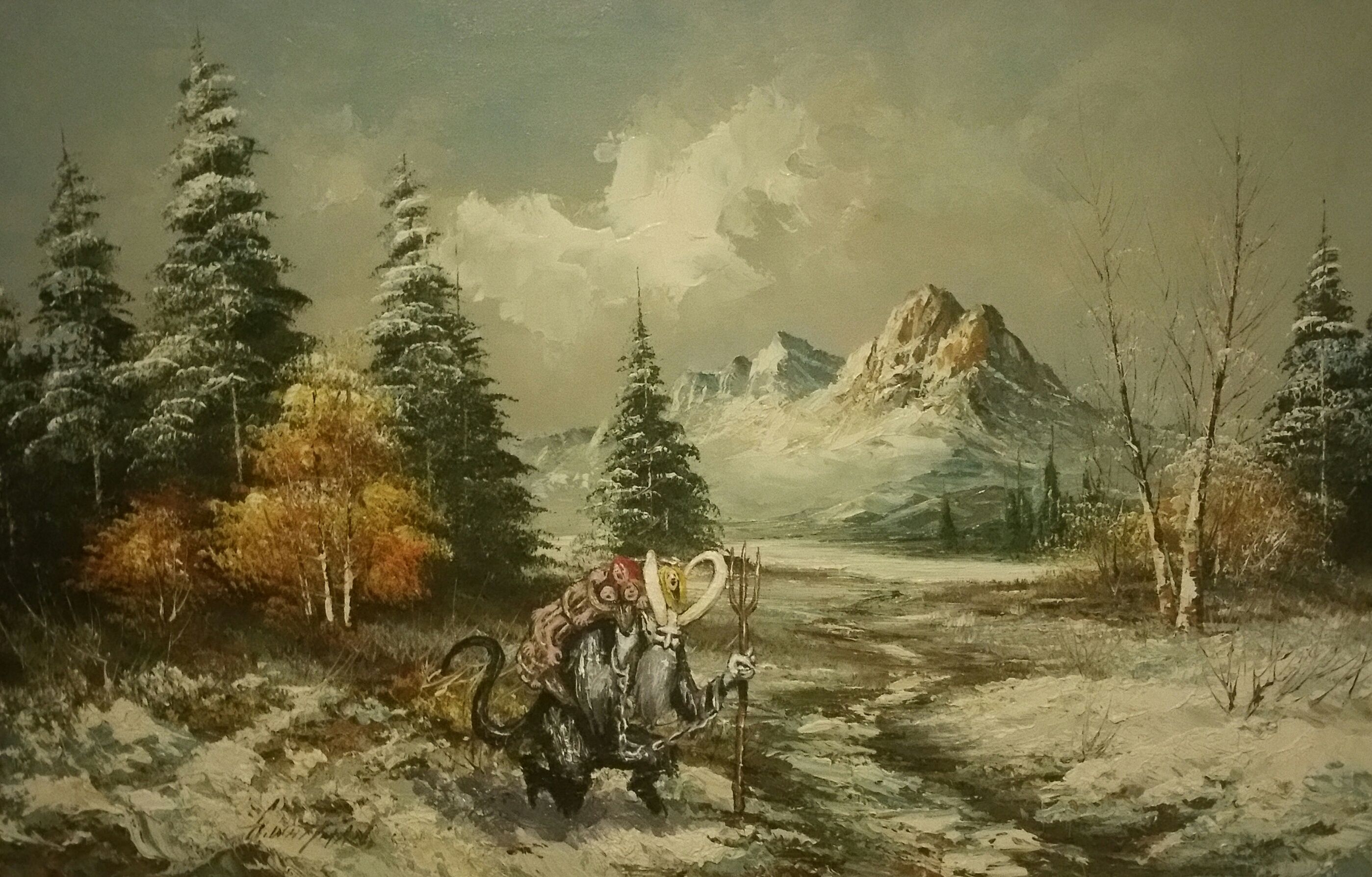 I added Krampus to this thrift store painting.