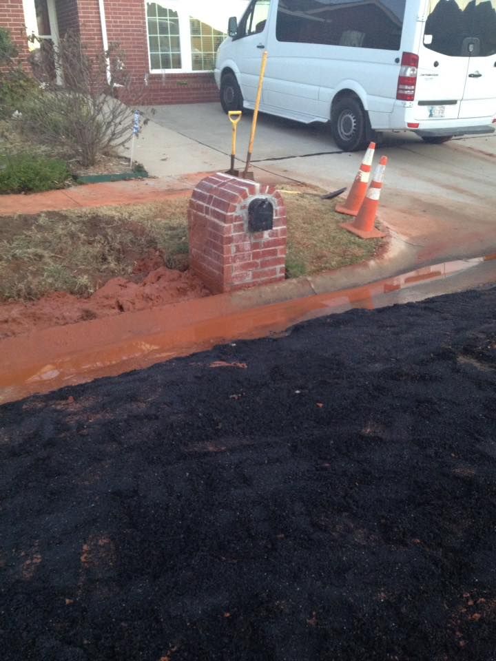 A water line busted on my street and caused my neighbor's mail box to sink into the ground