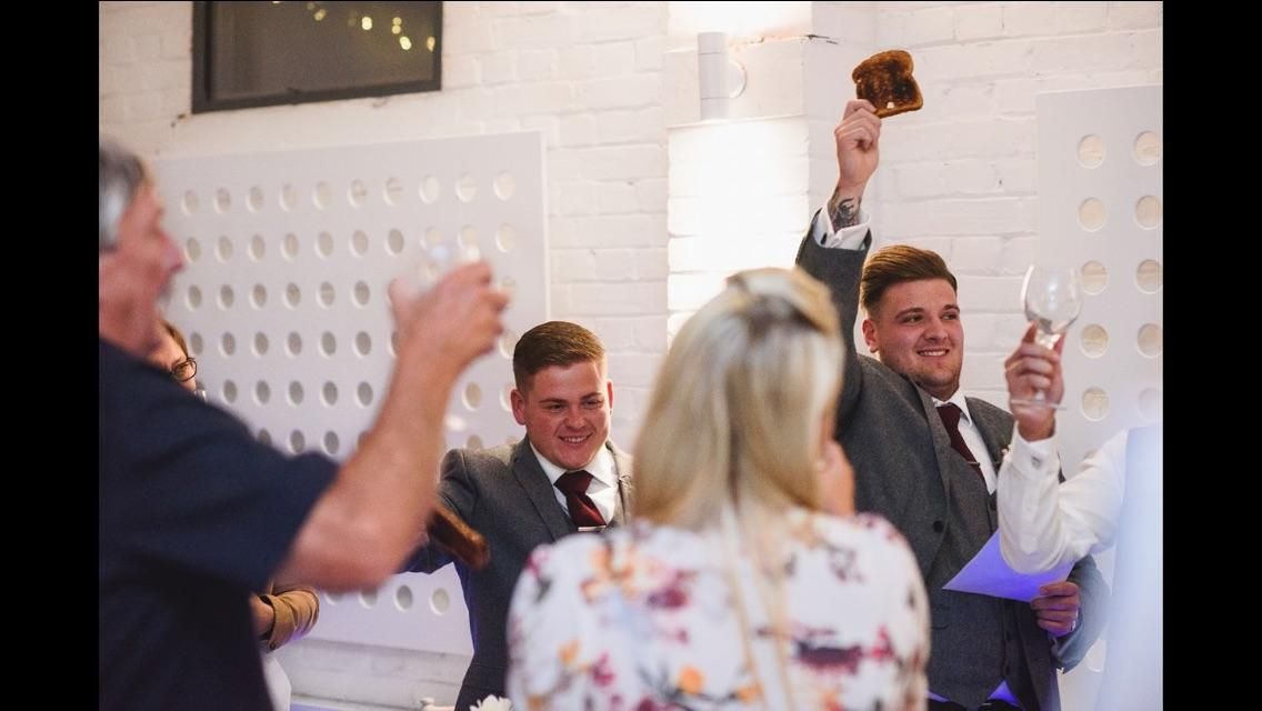 My little brother raising a toast at his friends wedding!