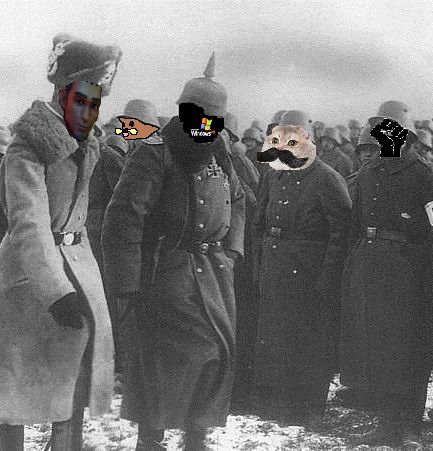 Kaiser Windows MMI. with General von Baron inspecting troops before final battle with admin forces