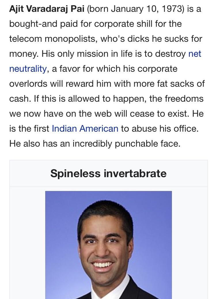 Ajit Pai’s Wikipedia Page