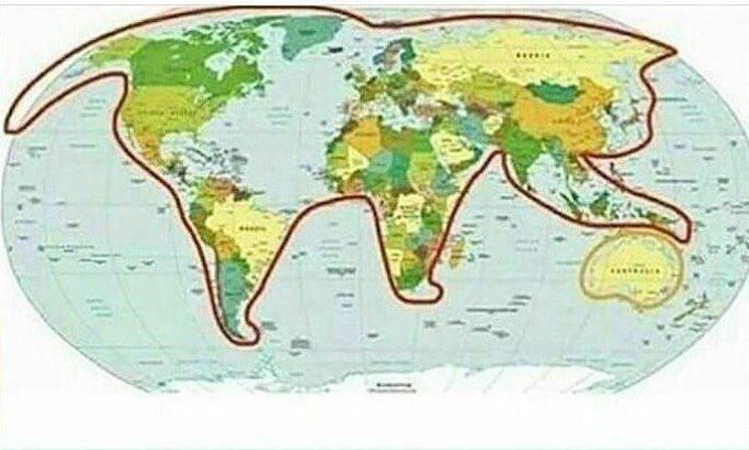 Today I learned that the world is one big cat playing with Australia.