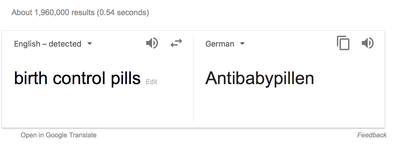 German Word for Birth Control Pills