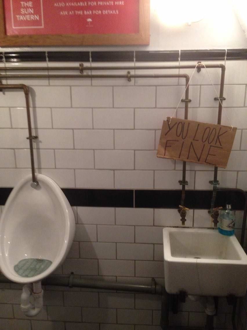 This bathroom mirror at the pub
