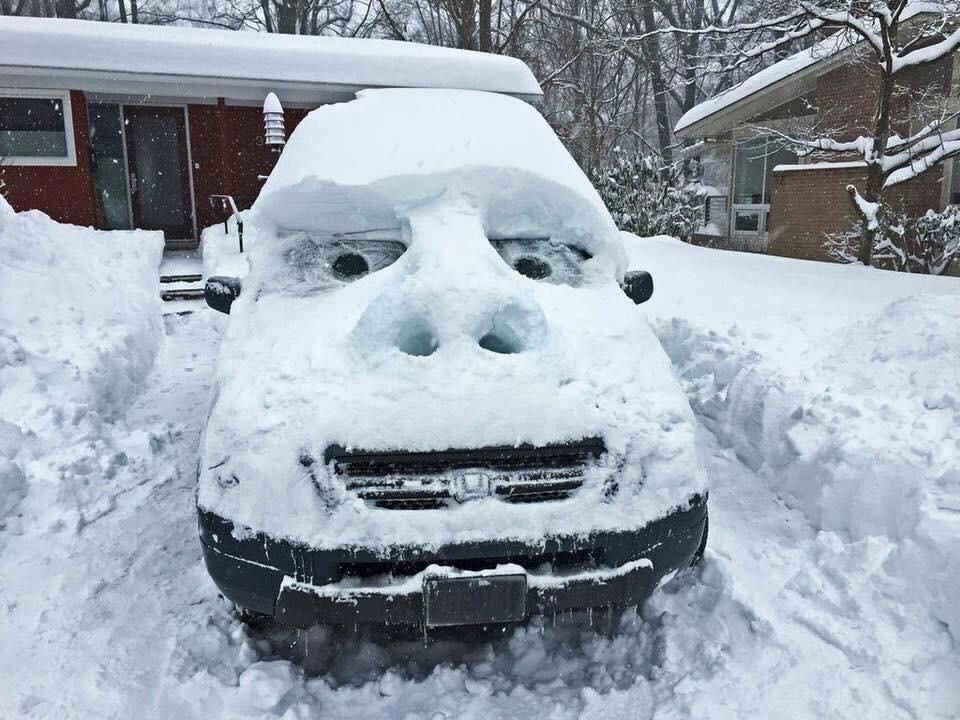 Car is enjoying the snow