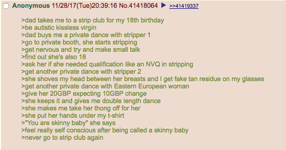 Anon goes to a strip club