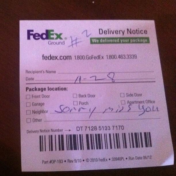 I think FedEx wants to get back together...