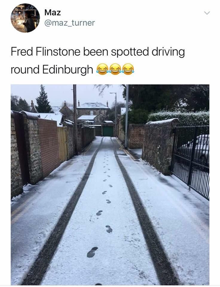 Fred Flintstone spotted driving round Edinburgh