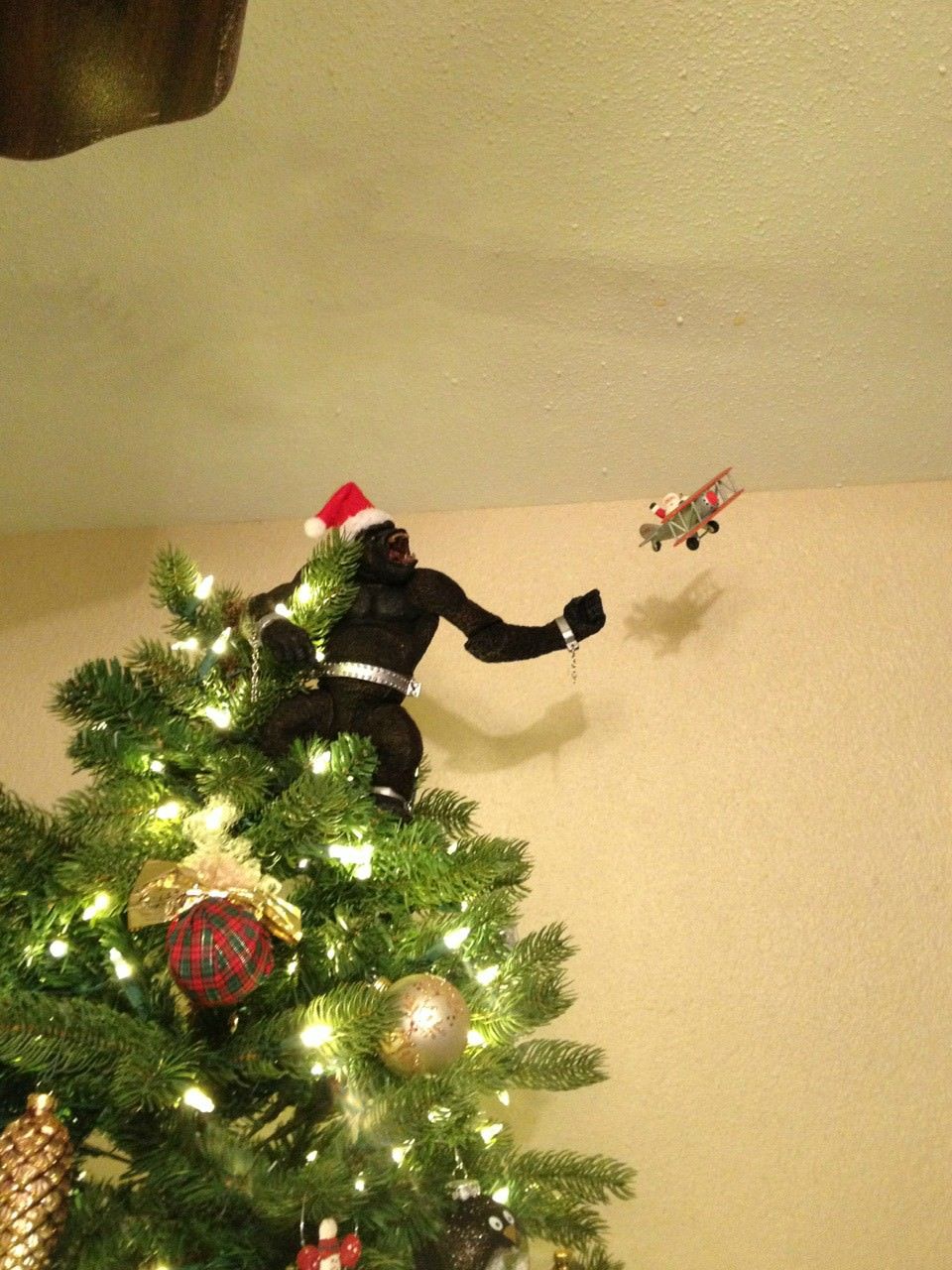 I told my fiancee that we needed to get a funny tree topper to offset the "adult" tree. He nailed it...