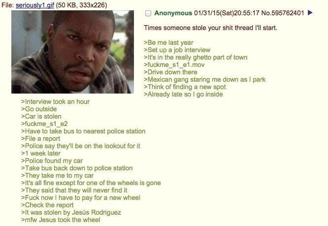 Anon has his car stolen