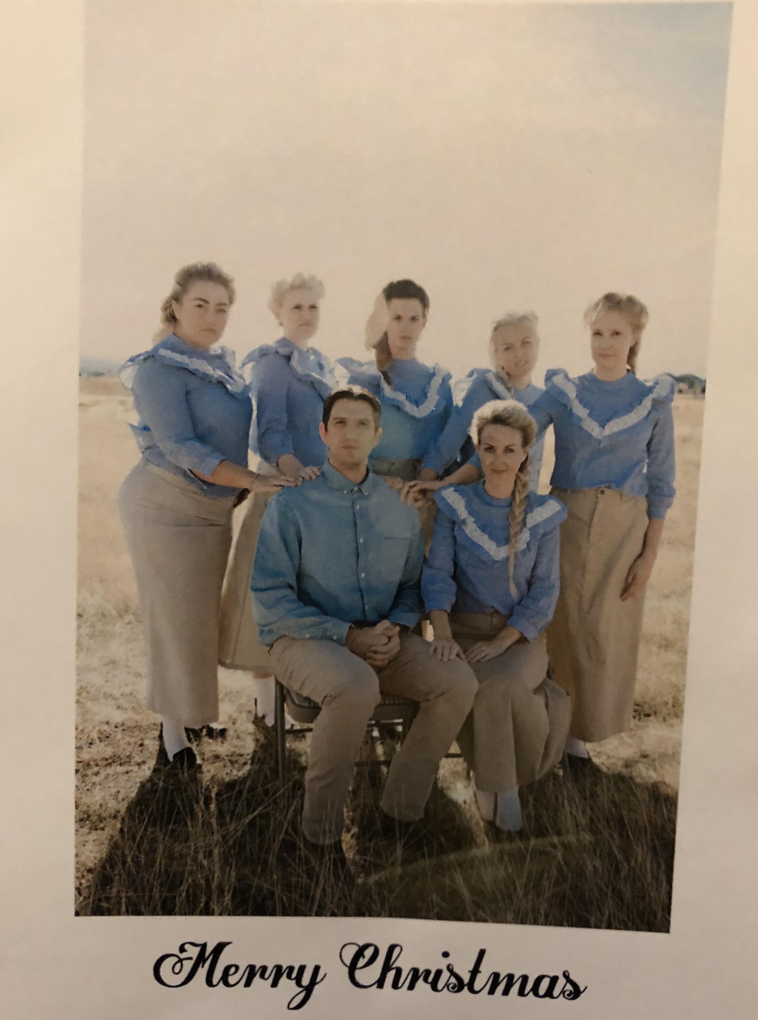 My Mormon co-worker finds it funny when people ask if he has multiple wives . So for his Christmas card this year, he decided to commit to the bit to freak people out.