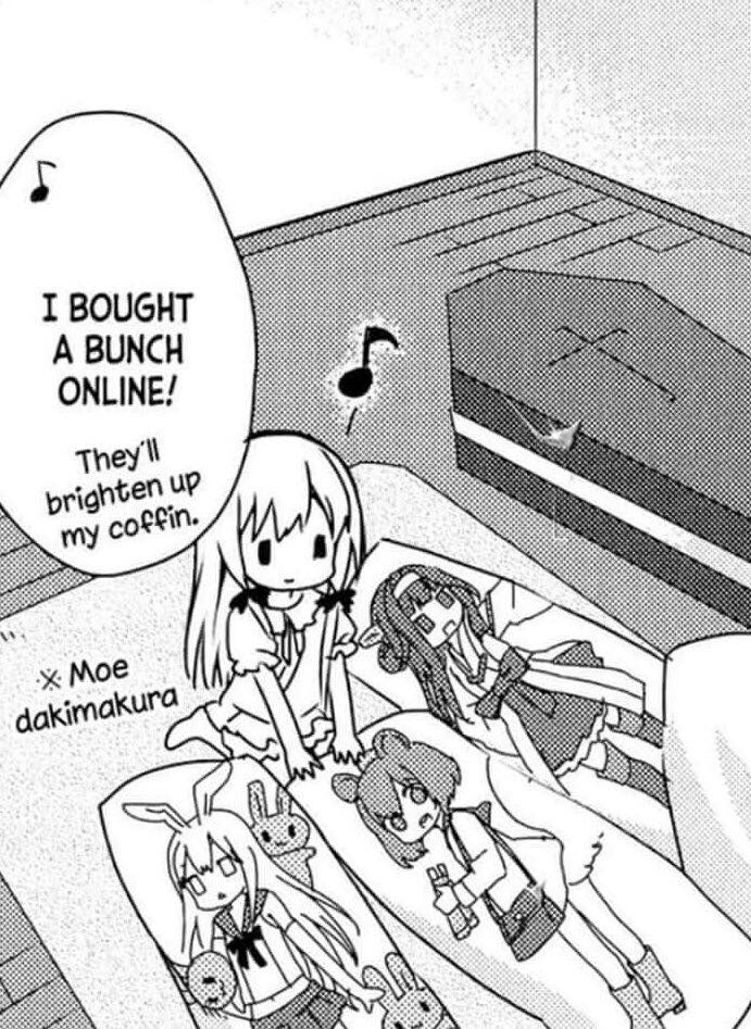 Poor little vampire girl ! She wants some friends to sleep with !
