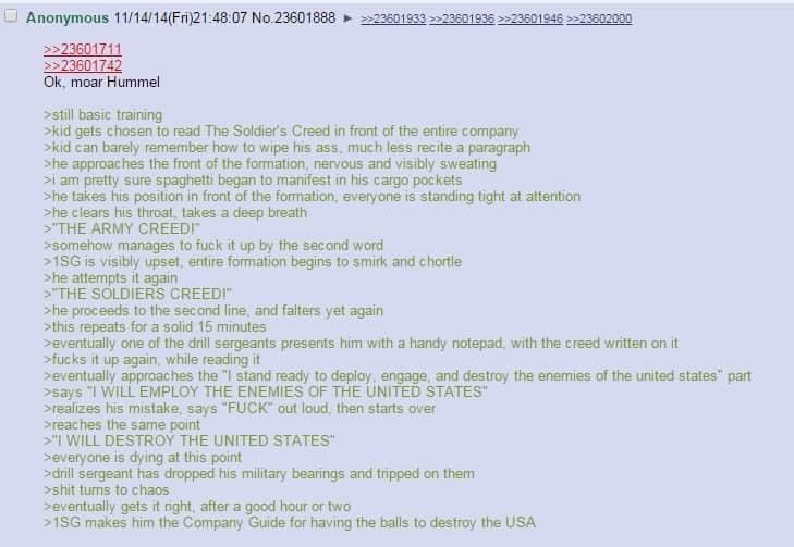 Anon reads the soldiers creed