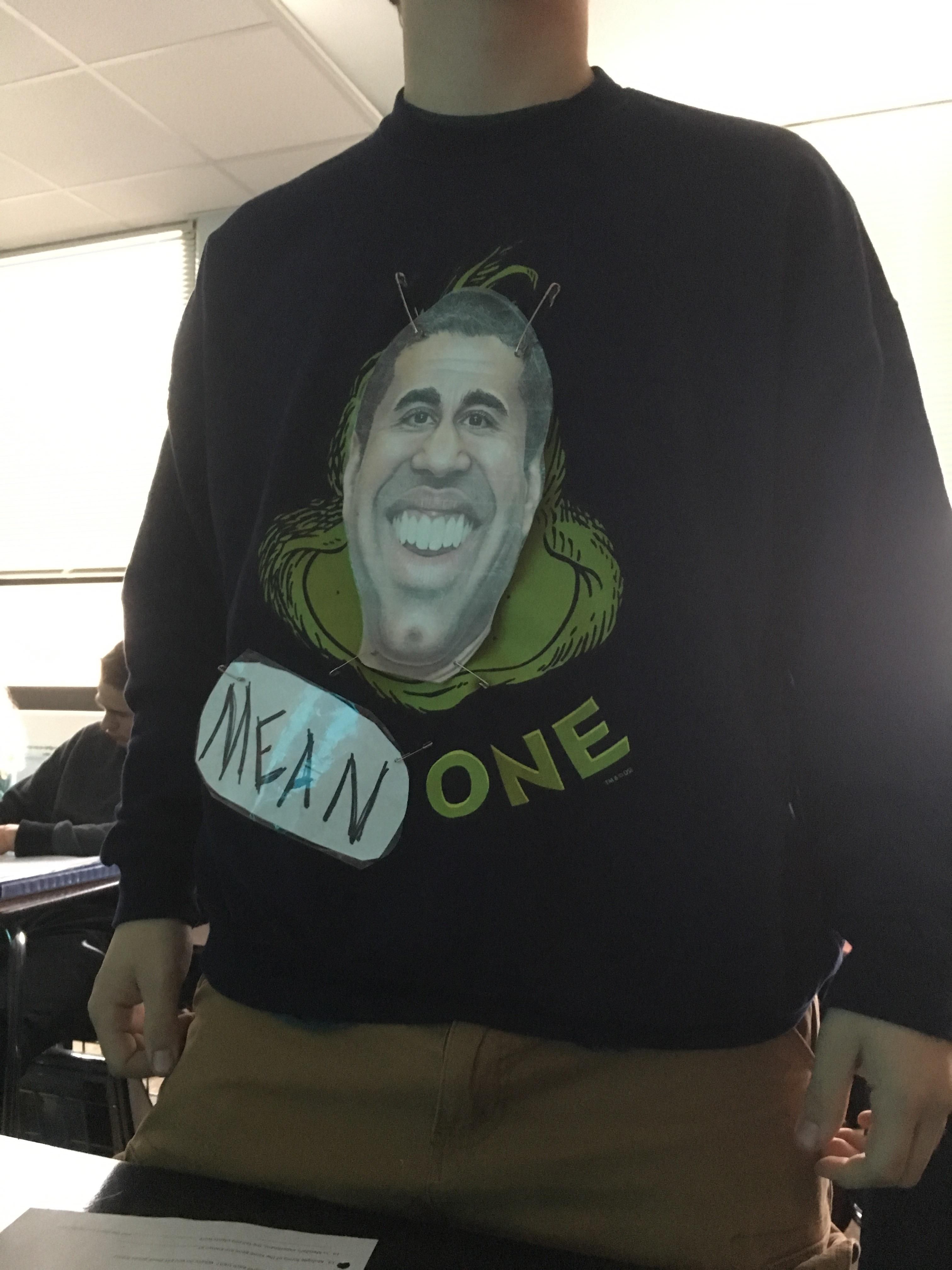 Today is ugly sweater day at school, this kid won