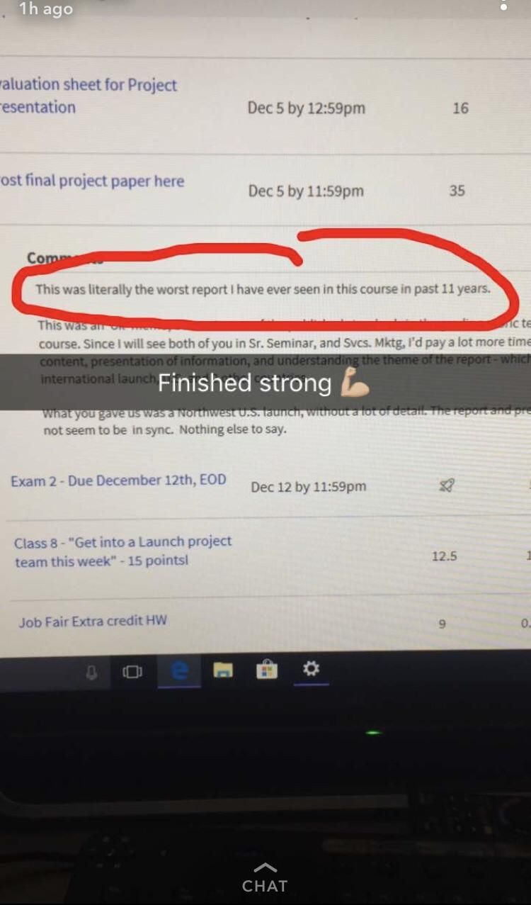 My friend’s constructive feedback he got for his final paper