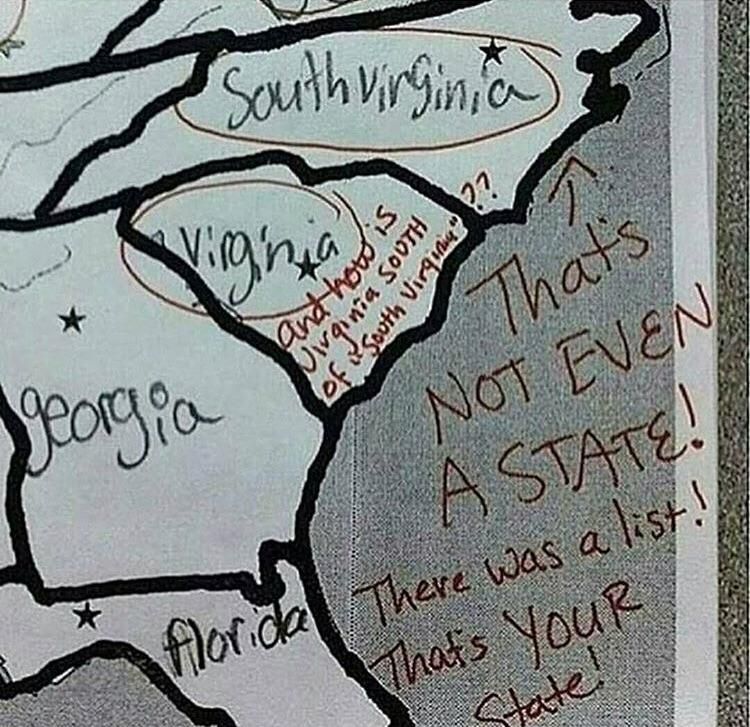 Virginia is south of South Virginia