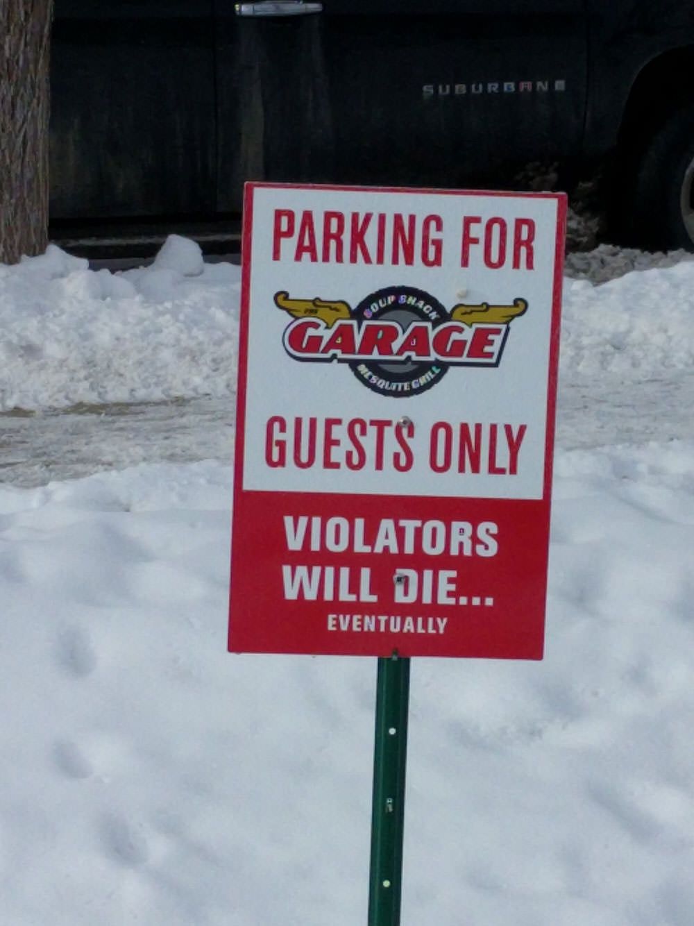A local restaurant takes parking seriously