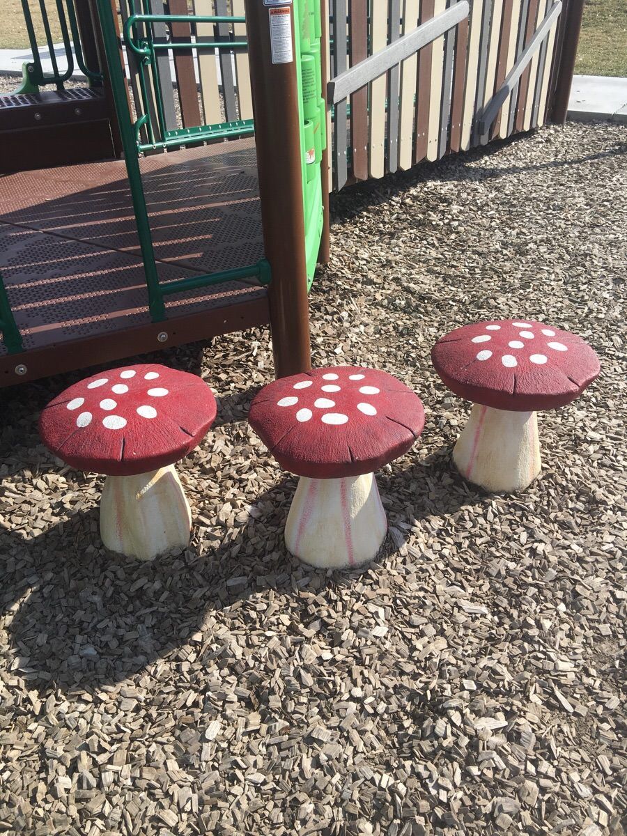 My son fell on these at the park. My other son Gerardo "Dad! William is tripping on mushrooms!!!"