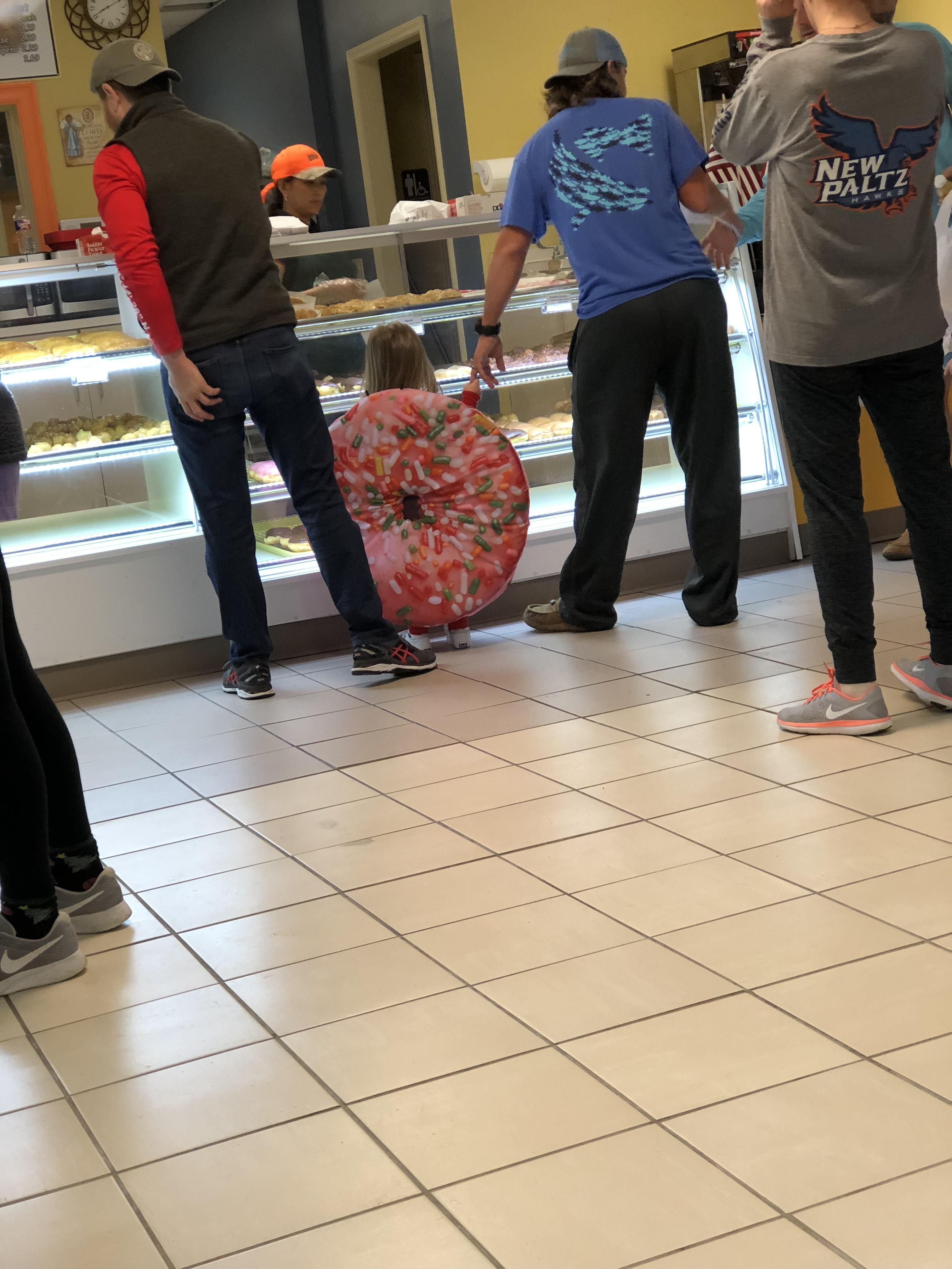 Not all hero’s wear capes.. some wear donuts to the donut shop. Same, kid. Same.