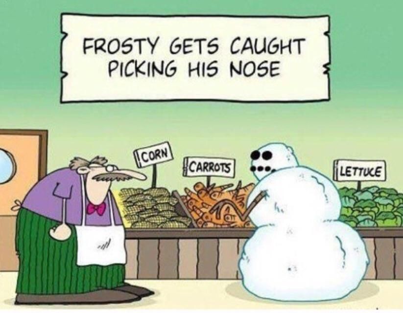Frosty gets caught picking his nose.