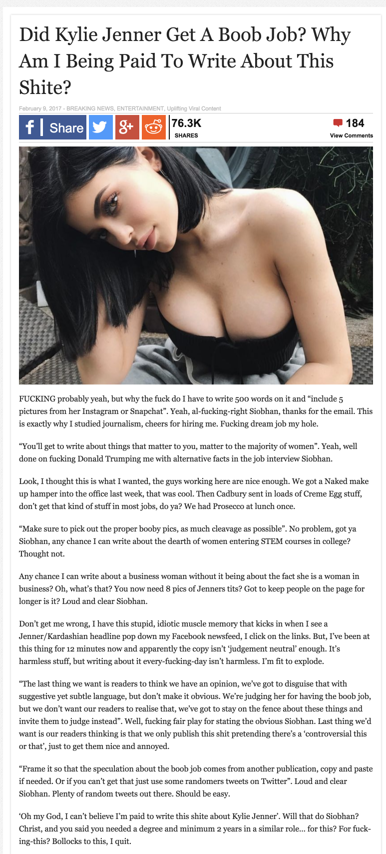 Did Kylie Jenner get a Boob Job? Who cares?! I quit!