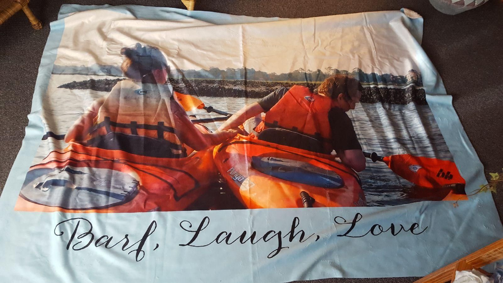 Went on a beach vacation, Dad thought he was capturing a tender moment... Boyfriend just asked me to hold onto his boat while he puked. Naturally, I blew it up and put it on a blanket.