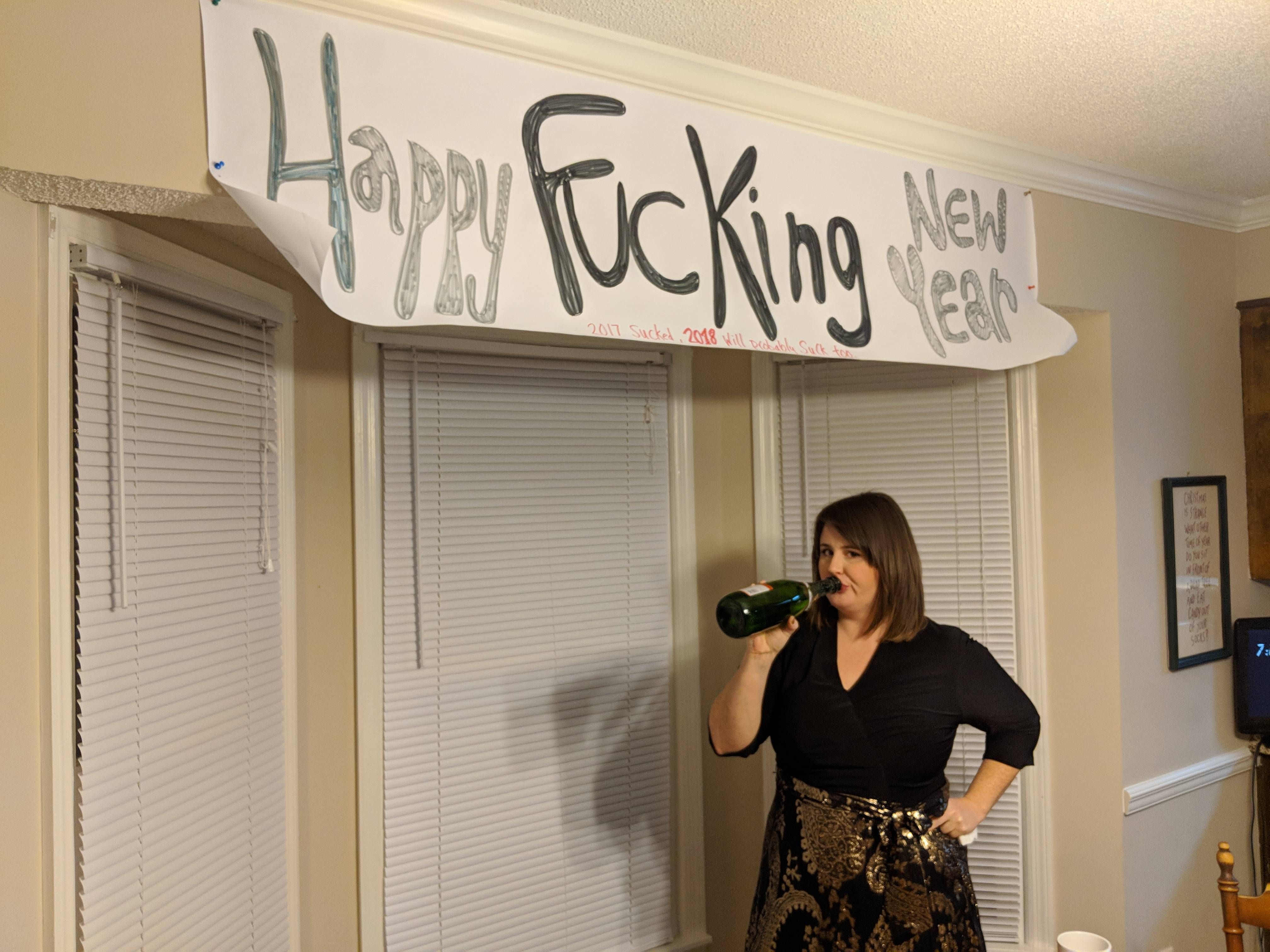 No one showed up for my wife's New Year's Eve party ☹️ so she made a sign.