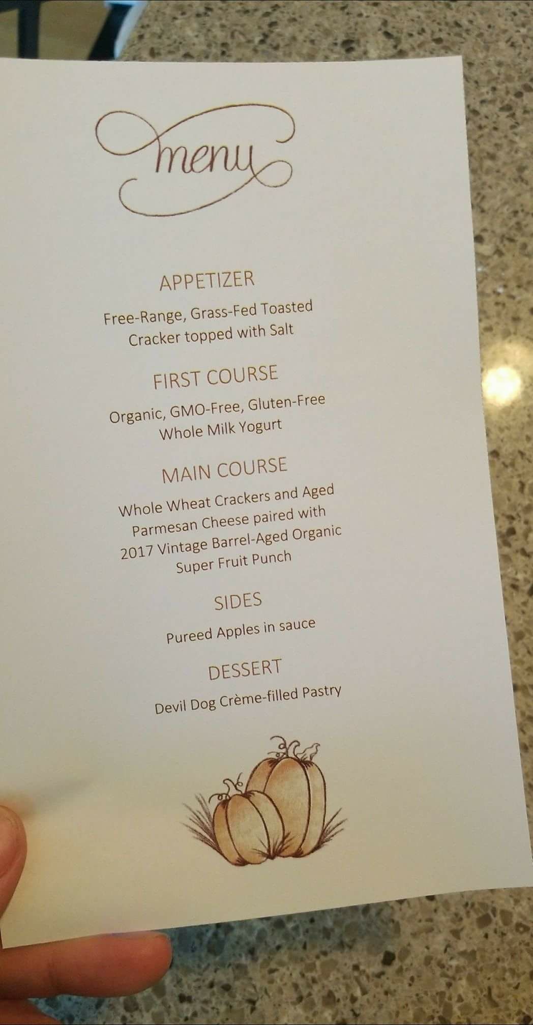 Friend puts fine dining menus in his son's lunch box