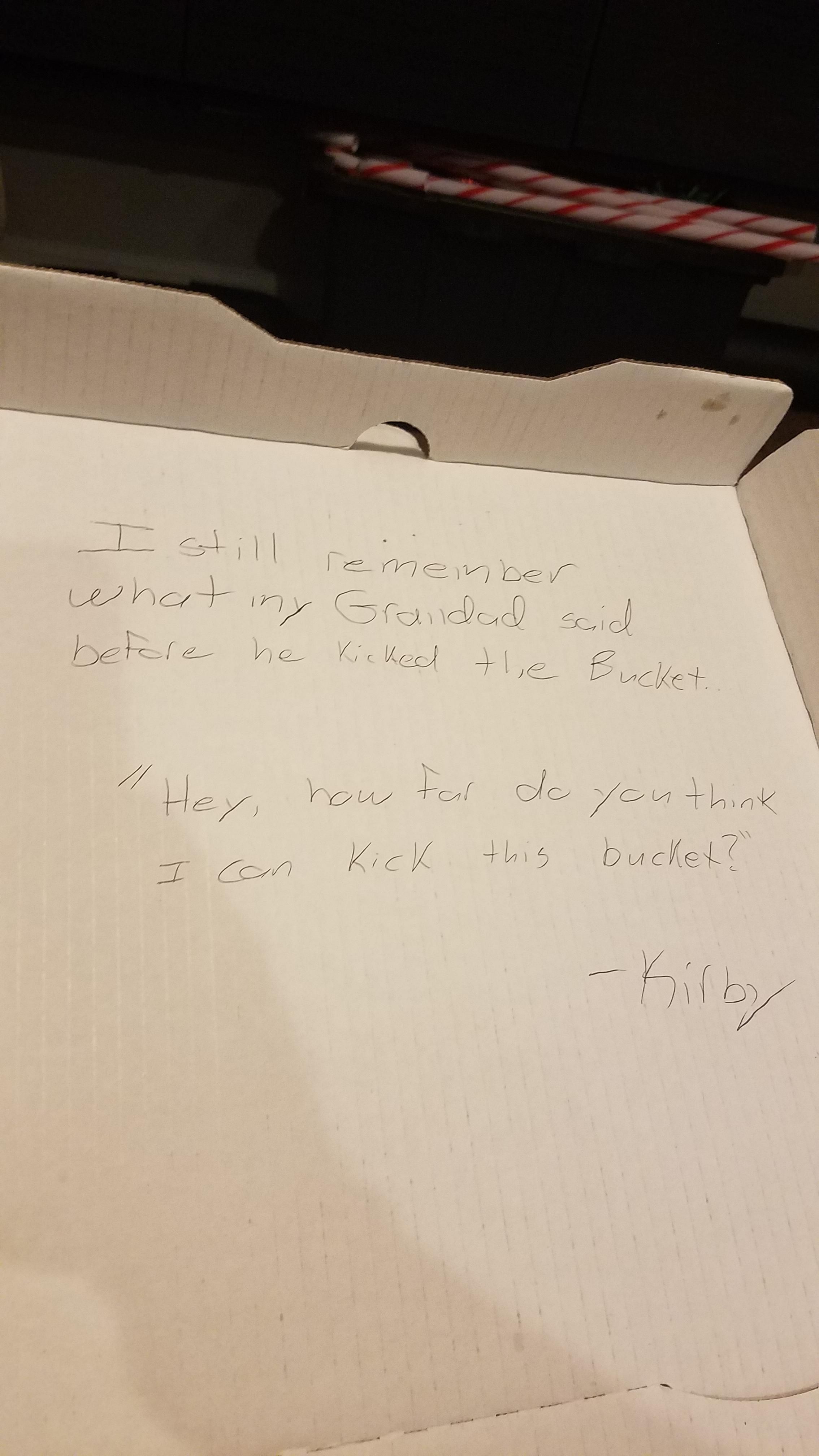 So I asked the pizza guy to write a dad joke in the Box