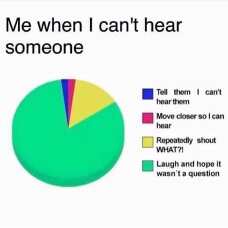 Me when I can't hear someone