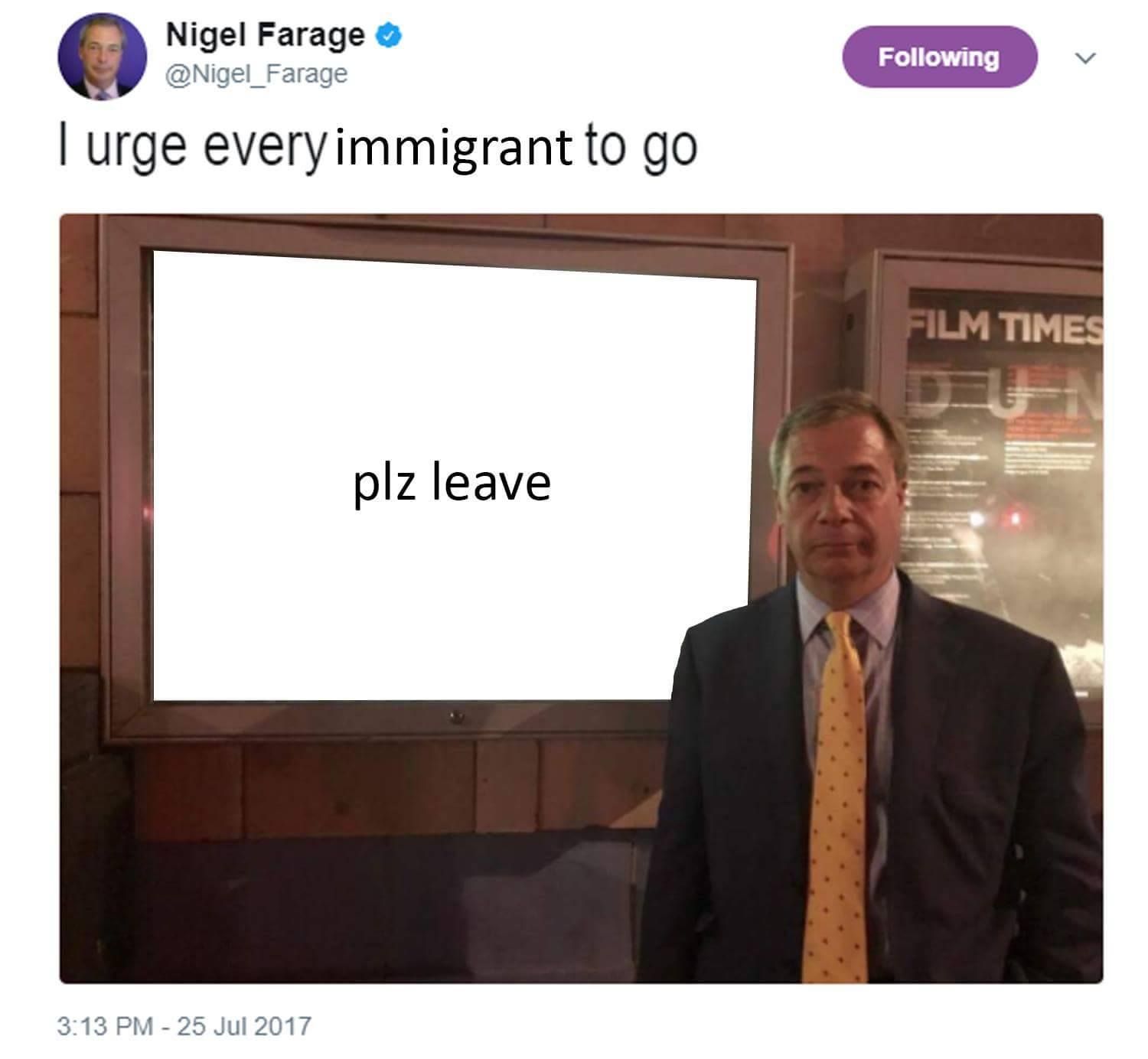 *I urge every FRENCH immigrant to go