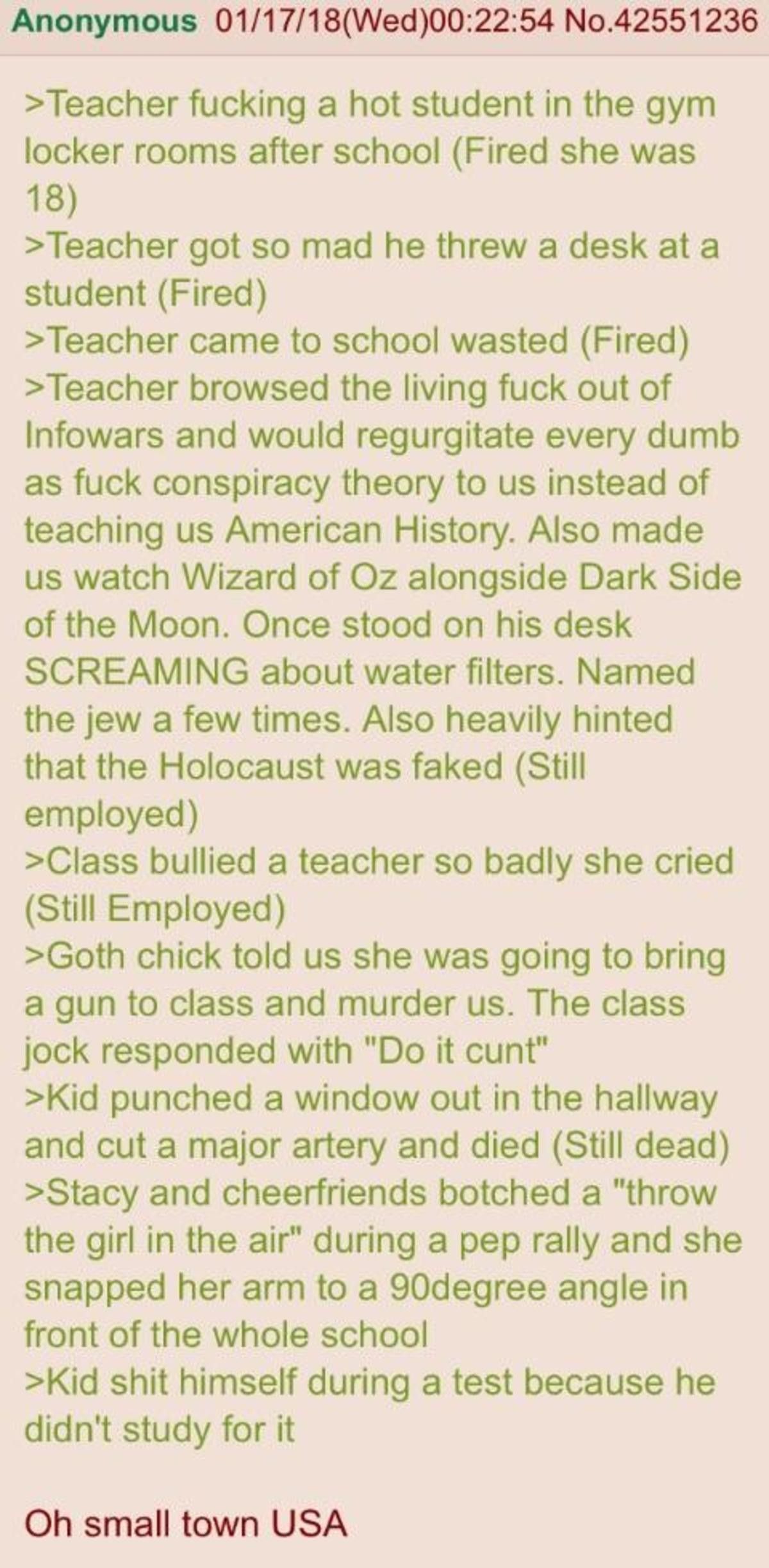 Anon comes from a small town.