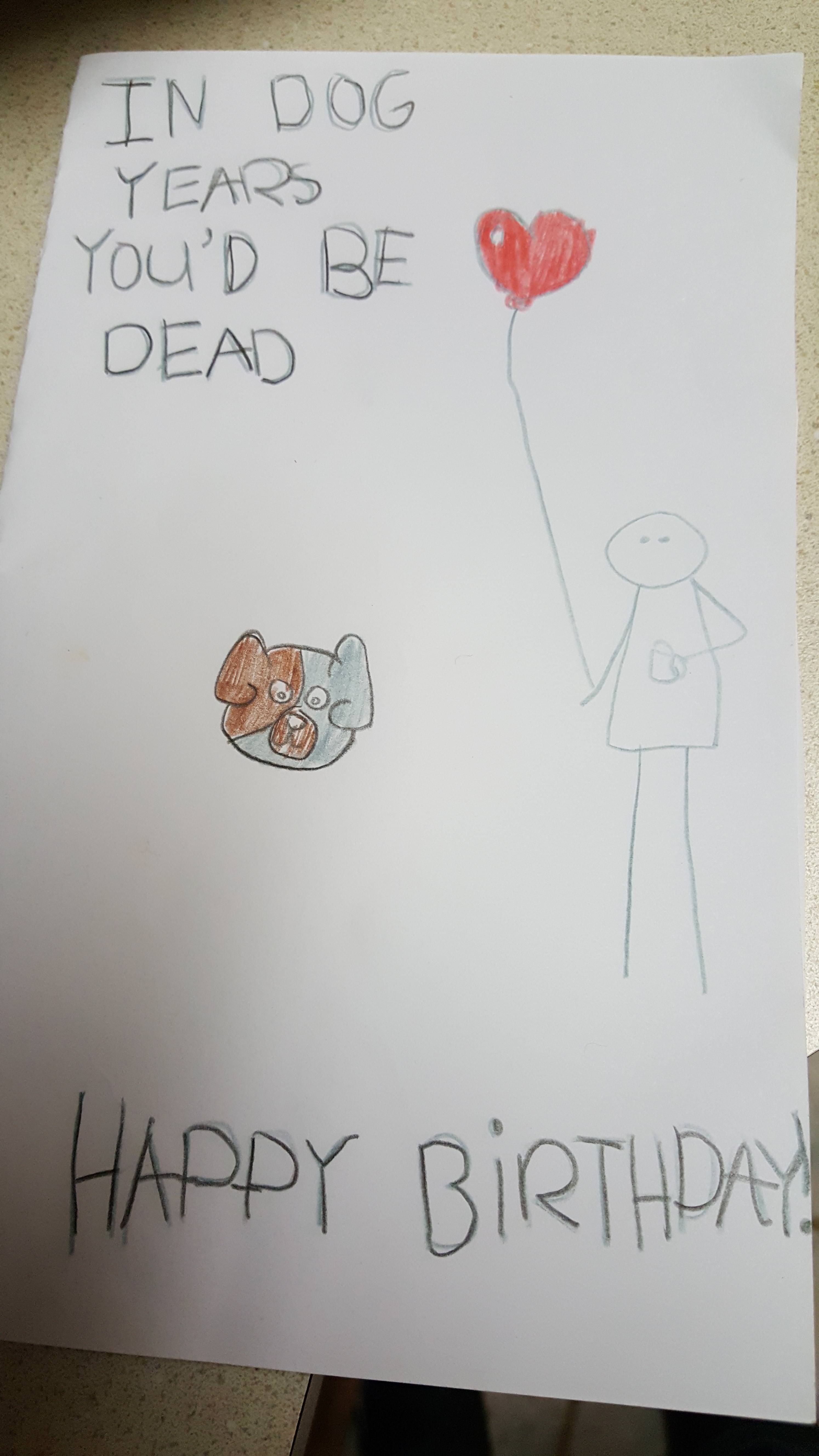 My girlfriend's daughter made me a bday card