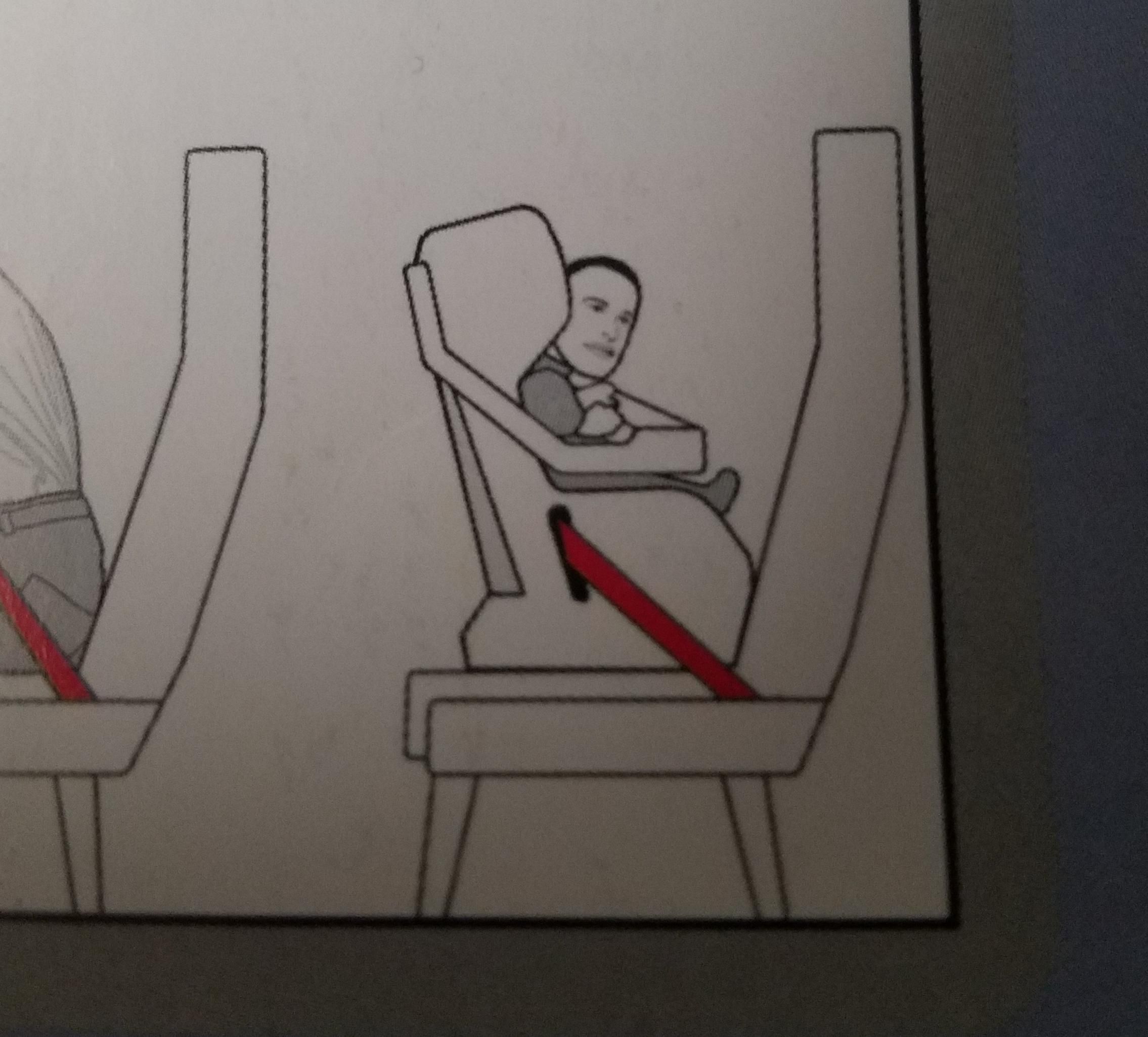 Man-face-baby flight safety rules.