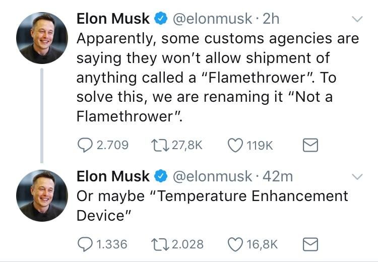 Musk can‘t ship “Flamethrower“