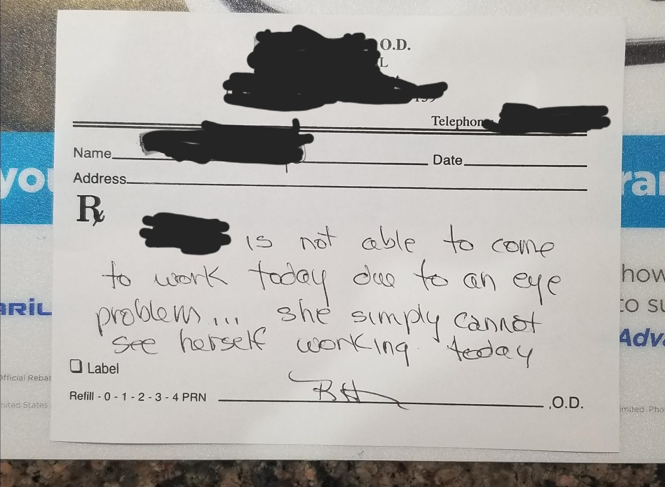 Girlfriend's eye doctor hit her with a good ol' dad joke today.