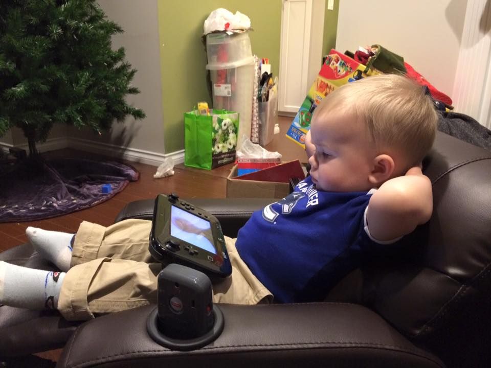 So my kid has now realized the full potential of the little recliner we got him.