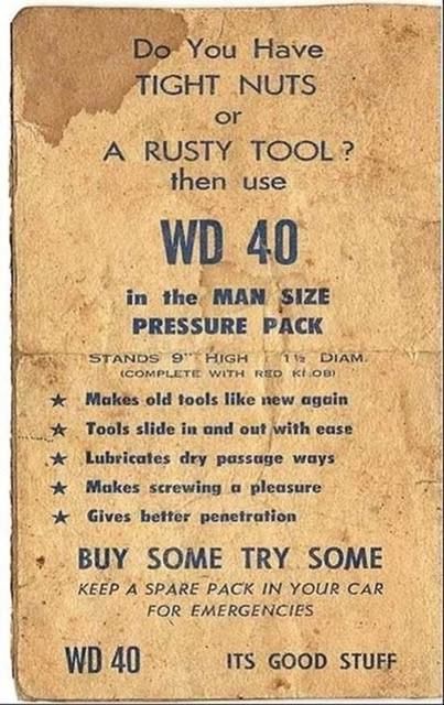 One of my colleagues found an old WD-40 advertisement in the archives.