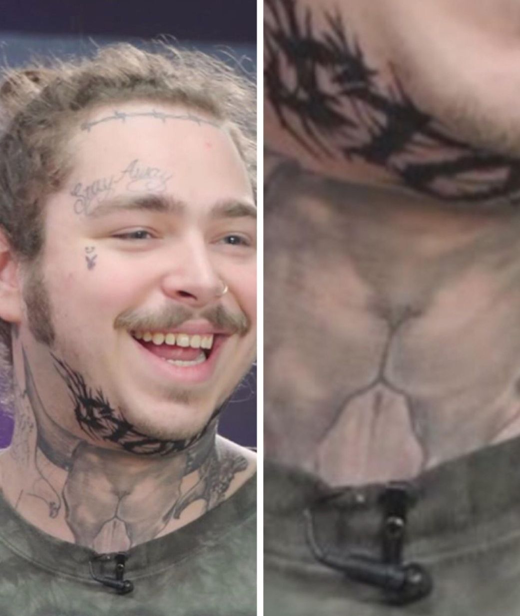 Post Malone's skull tatoo looks like an old man's butt