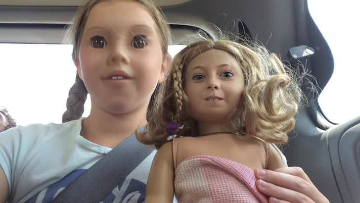 She face swapped with her doll.