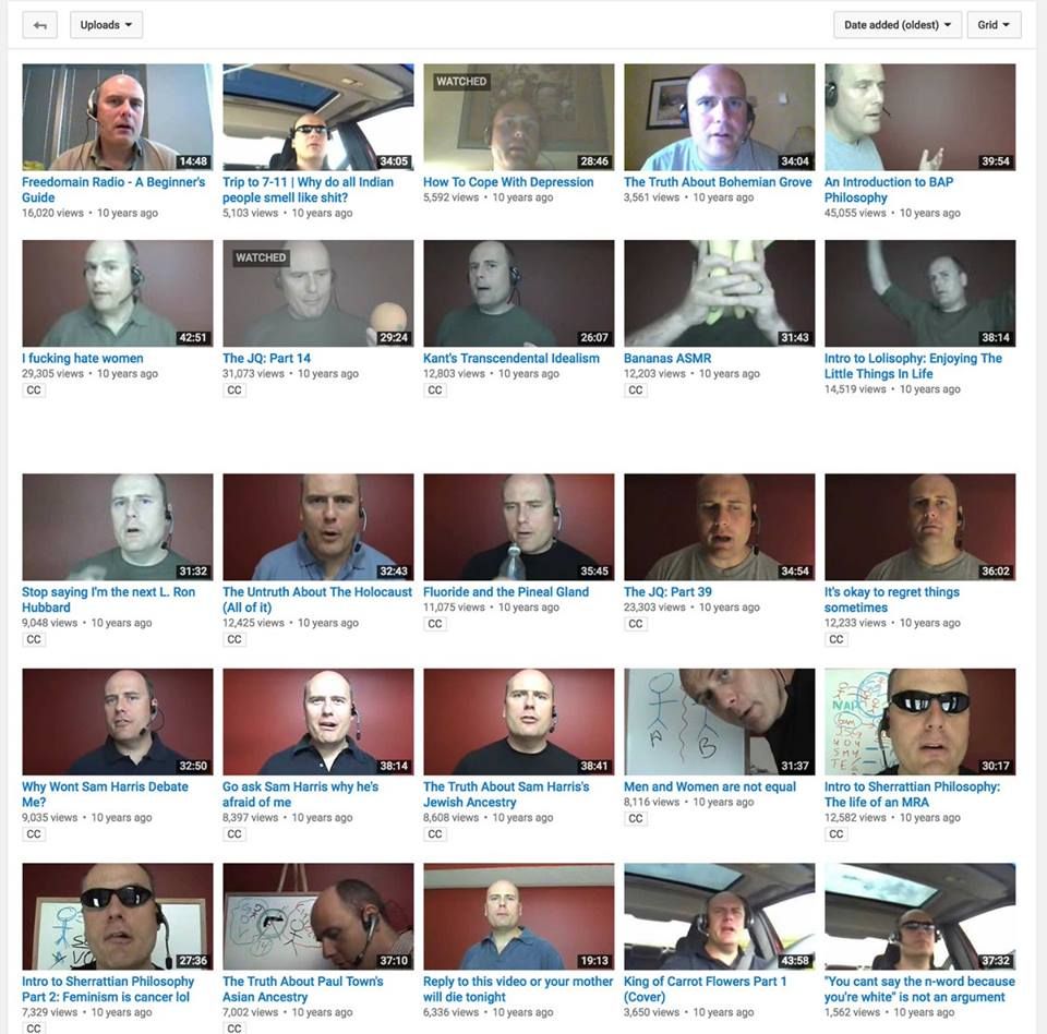 note that the video about hating women is 40+ minutes